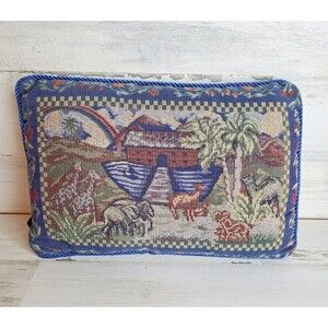 Gregg USA "Noah's Ark" Tapestry Throw Pillow 12x8" Decorative Cushion VTG?